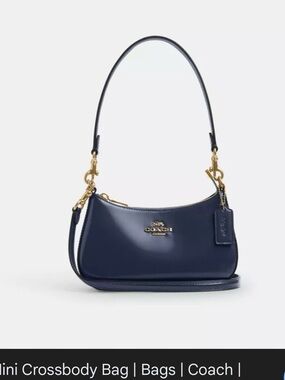 Coach Navy Patent Leather Mini Hobo Crossbody with Gold Hardware